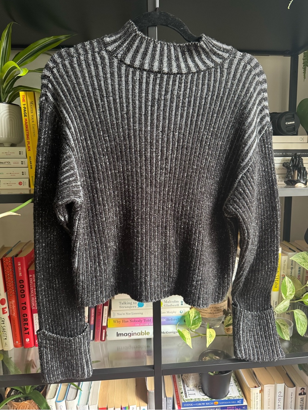 Topshop Black Ribbed Mockneck Sweater